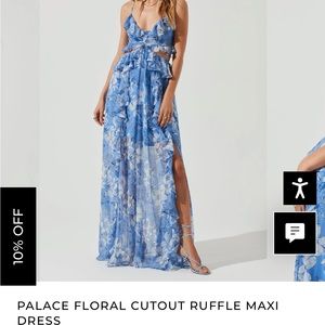 ASTR The Label PALACE FLORAL CUTOUT RUFFLE MAXI DRESS SIZE L